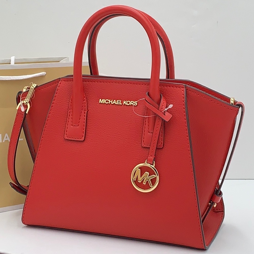 Michael Kors Avril Small Leather Top-Zip Satchel Flame color - Picture 3 of 16